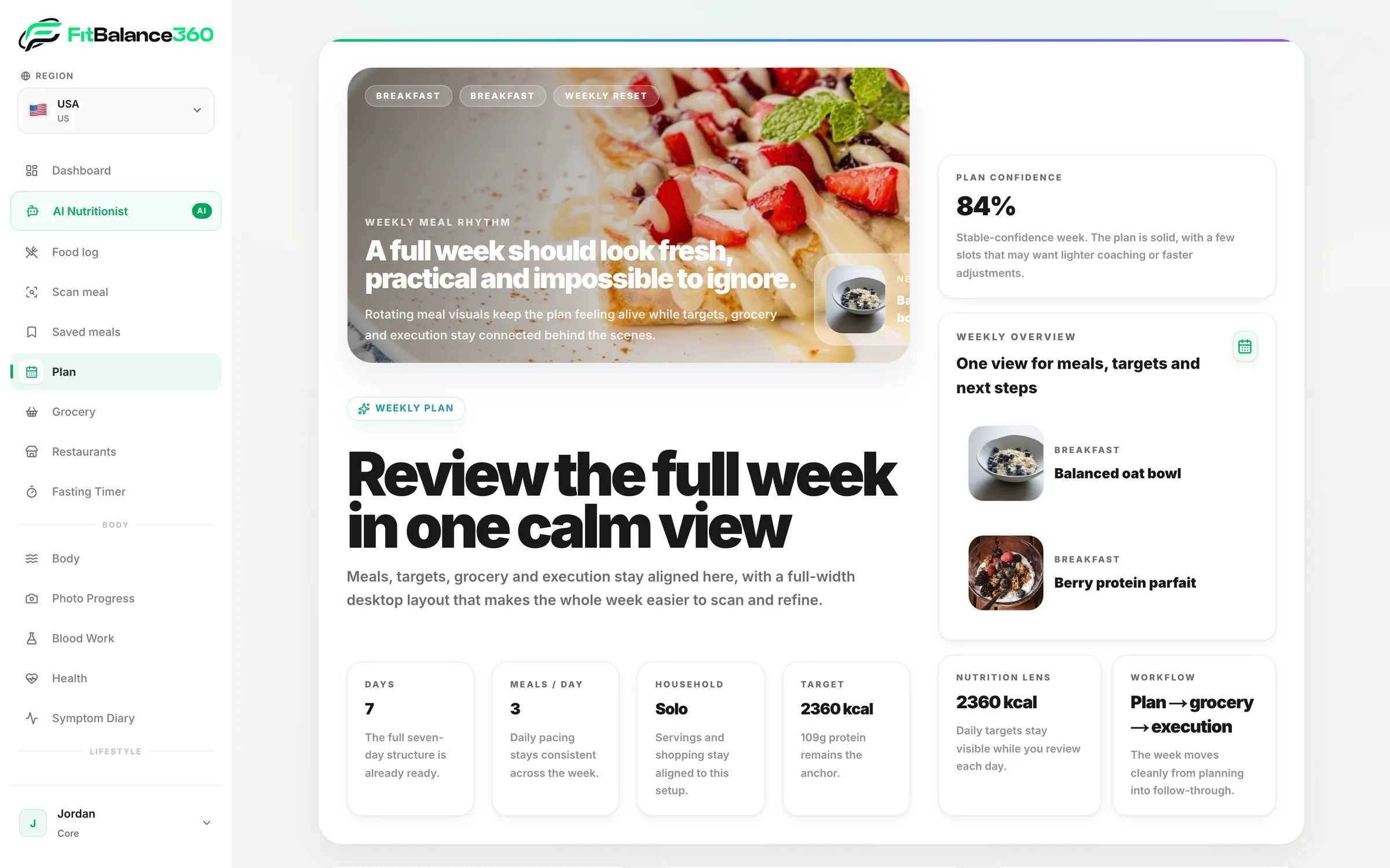 FitBalance360 — Mahlzeitenplan für die Woche