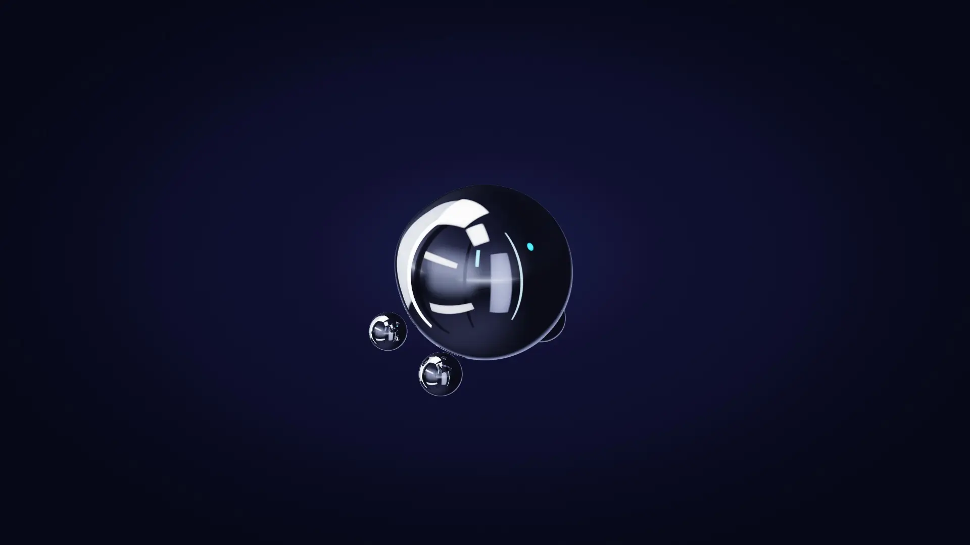 Gocce di cromo liquido che si fondono in un unico nucleo — dall'altro lato