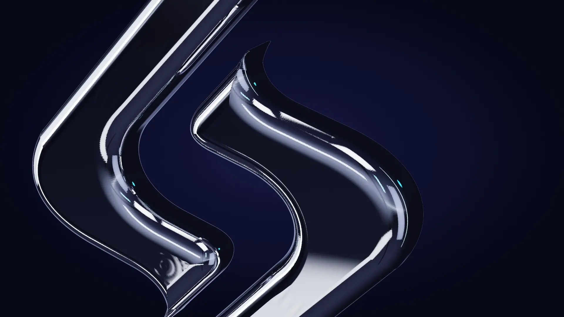 Il segno Smartechor in cromo lucidato — in primo piano