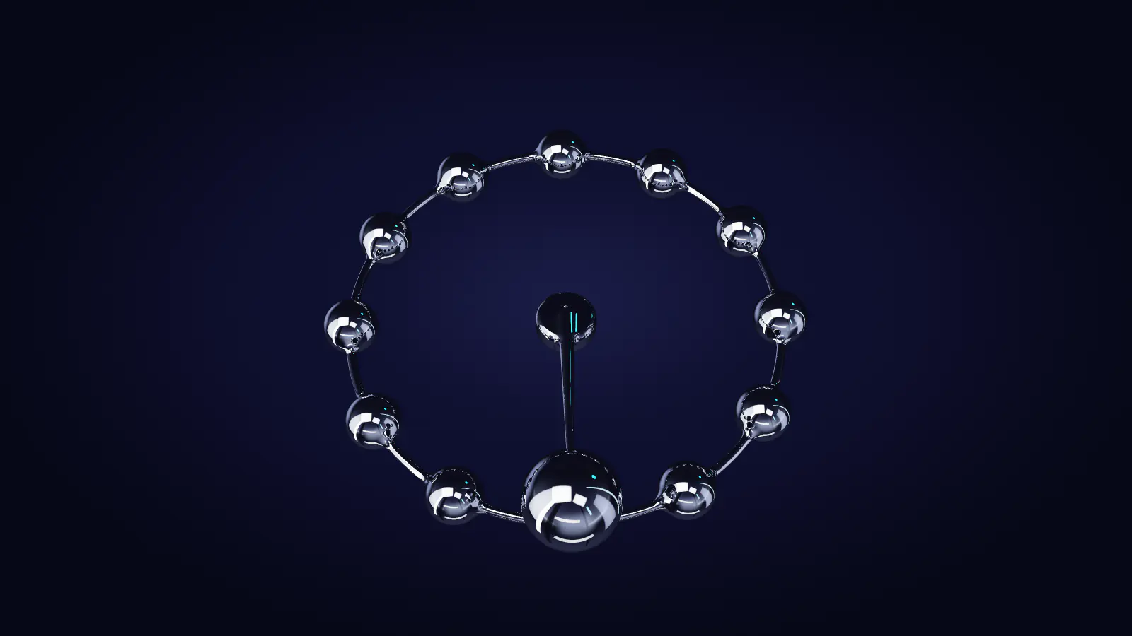 L'anneau de perles de chrome vu d'en haut, comme un cadran